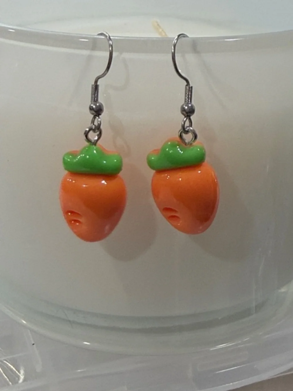 Orange Carrot Food Art Drop Earring